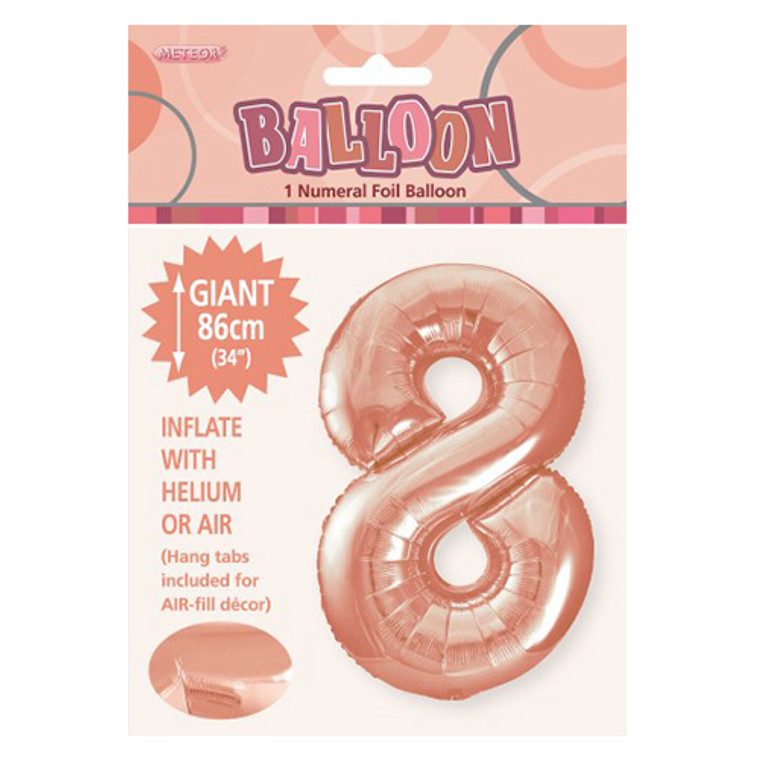 Rose Gold Numeral Foil Balloon 86cm - 8