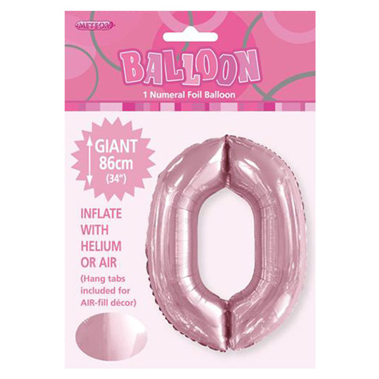 Light Pink Numeral Foil Balloon 86cm - 0