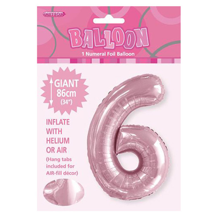 Light Pink Numeral Foil Balloon 86cm - 6