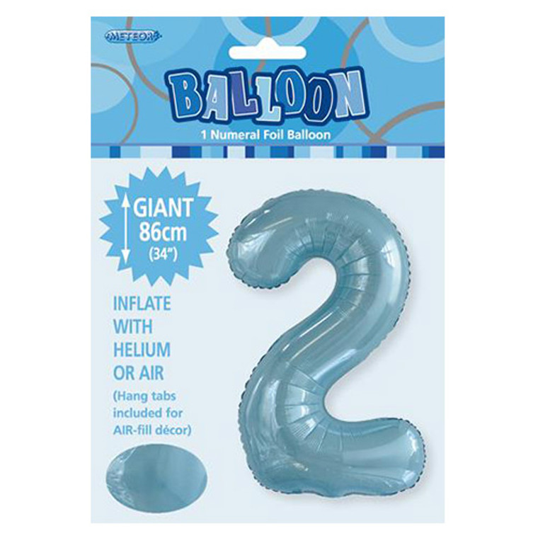 Light Blue Numeral Foil Balloon 86cm - 2