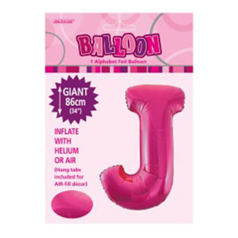 Alphabet Foil Balloon 86cm - J Pink