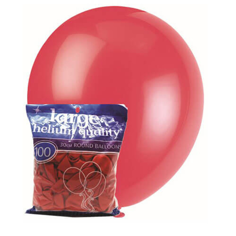 30cm Latex Balloons - Decorator Red Strawberry (100 Pack)