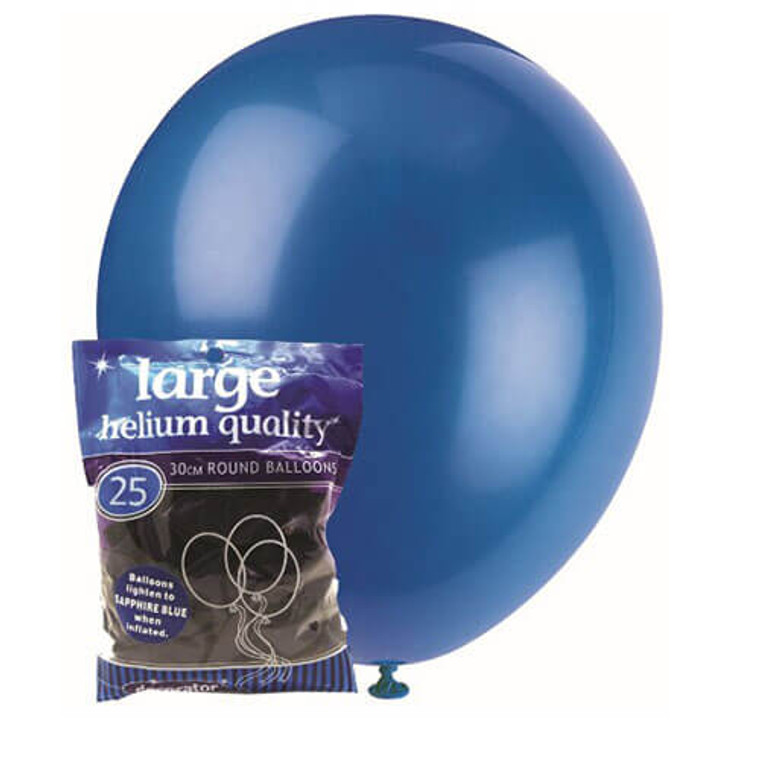 30cm Latex Balloons - Decorator Blue Sapphire (25 Pack)
