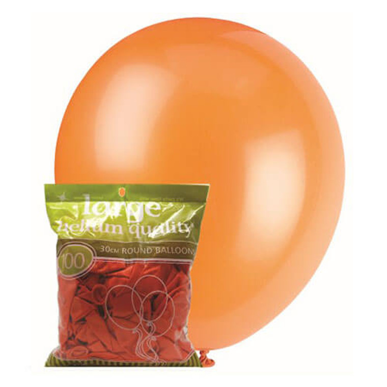 30cm Latex Balloons - Metallic Orange (100 Pack)