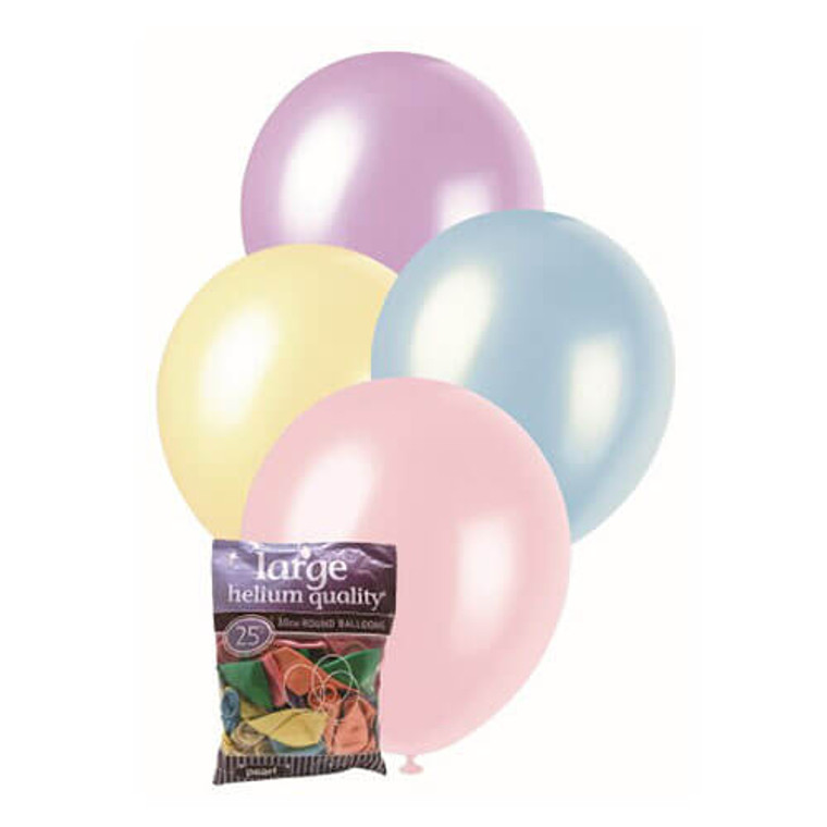30cm Latex Balloons - Assorted Pearl Colours (25 Pack)