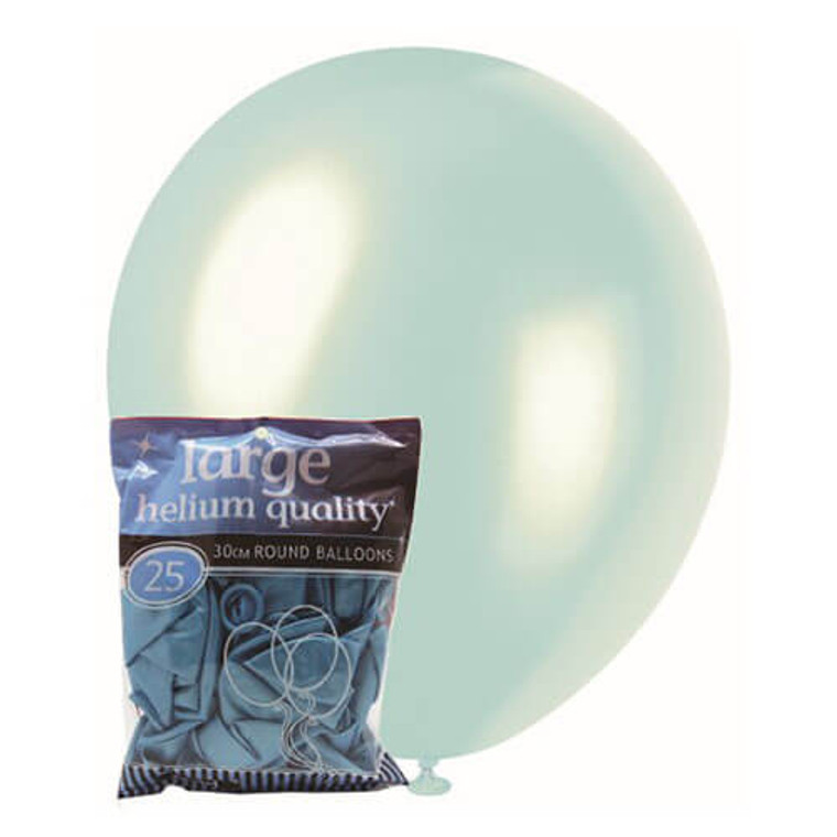 30cm Latex Balloons - Pearl Blue (25 Pack)