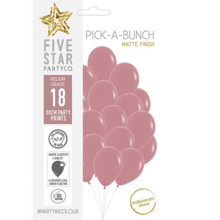 30cm Latex Balloon Matte Rosewood 18pk