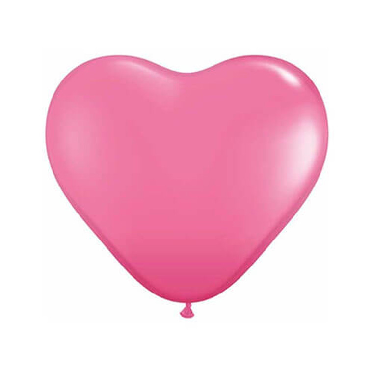 23cm Heart Latex Balloon - Rose Pink