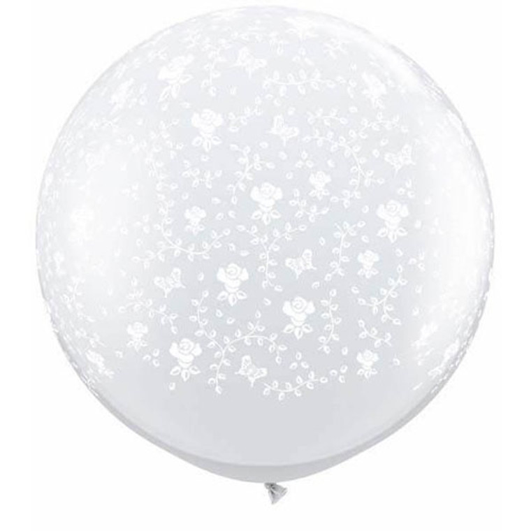 Printed 90cm Latex Balloon - Clear Flowers