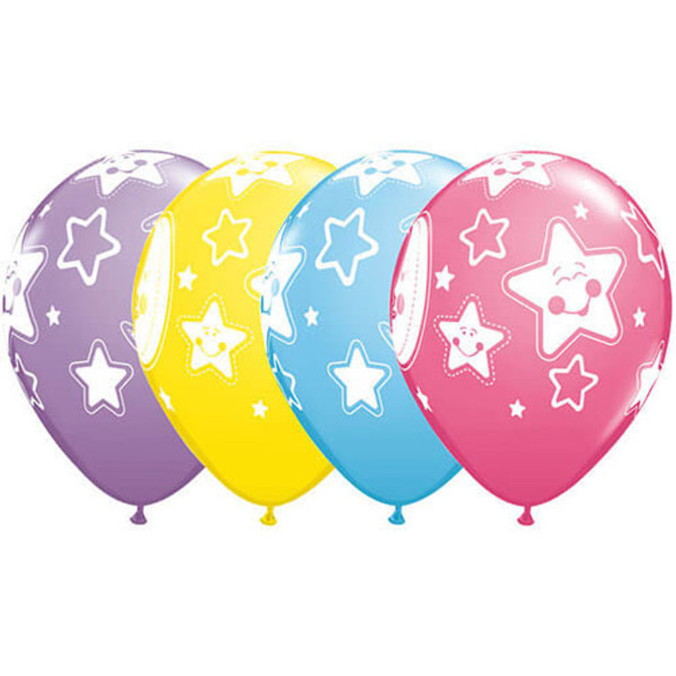 Latex Balloons 30cm - Moon & Stars Asst
