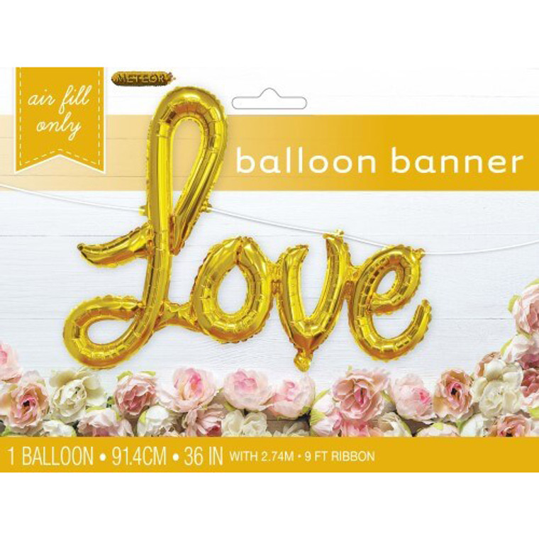 Love Balloon Banner Gold