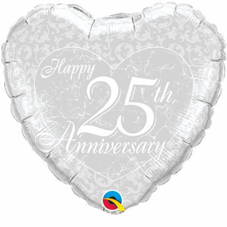 45cm Foil Balloon - Anniversary Heart 25th
