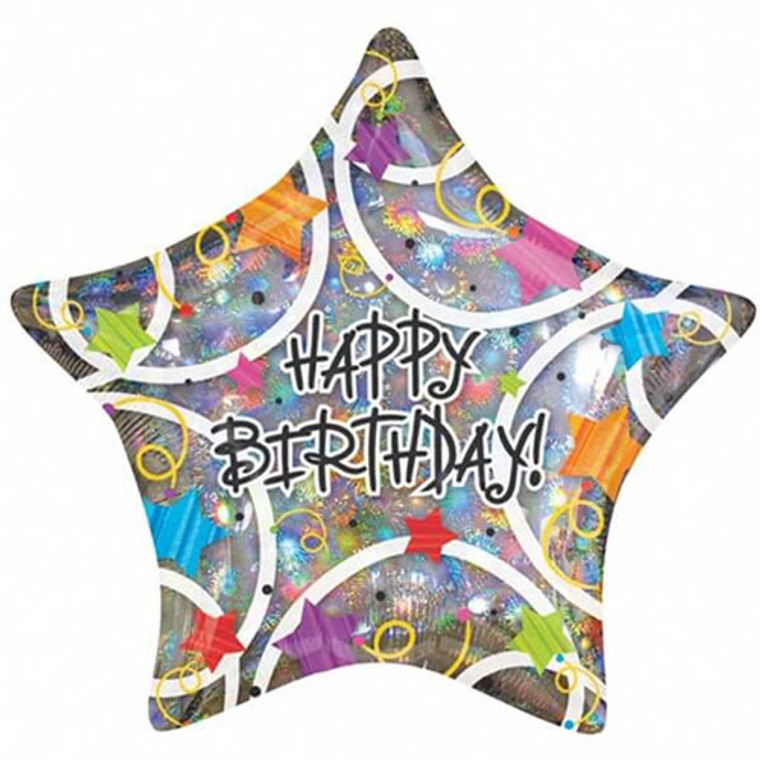 Supershape Balloon - Happy Birthday Stars