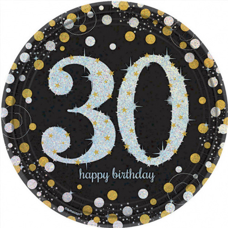Sparkling Celebrations 30th Birthday Dinner Plates 8pk