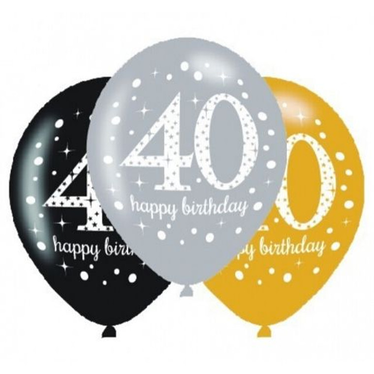 Sparkling Celebrations 40th Birthday Latex Balloons 6pk