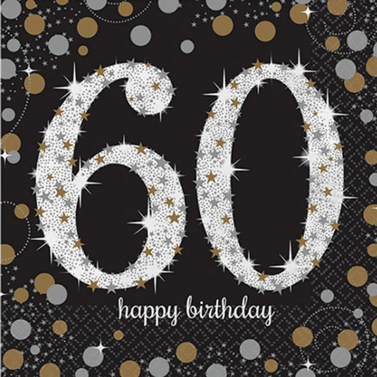 Sparkling Celebrations 60th Birthday Lunch Napkins 16pk