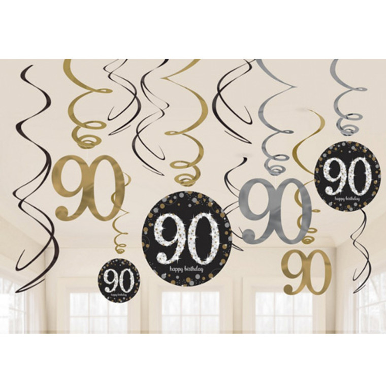 Sparkling Celebrations 90th Birthday Swirls 12pk
