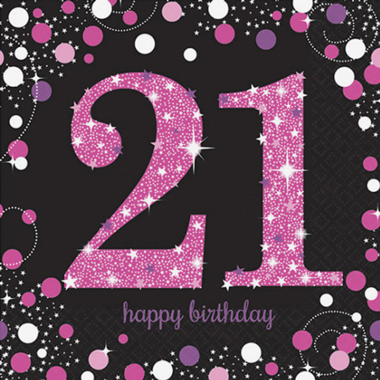 Pink Celebrations 21st Birthday Lunch Napkins 16pk