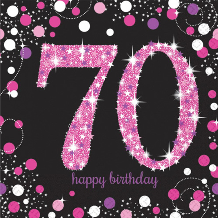 Pink Celebrations 70th Birthday Lunch Napkins 16pk