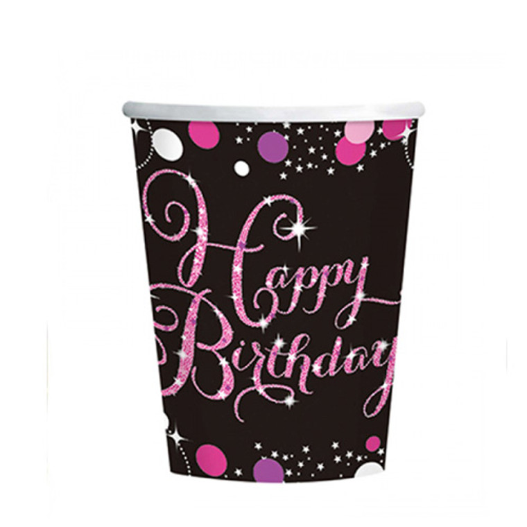 Pink Celebrations Happy Birthday Cups 8pk