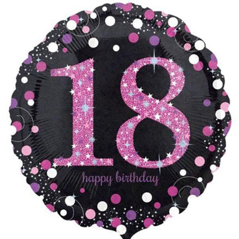 45cm Foil Balloon - 18th Birthday Holographic Pink