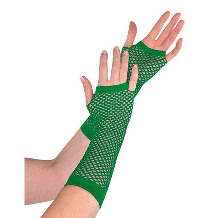 Green Fishnet Gloves Long