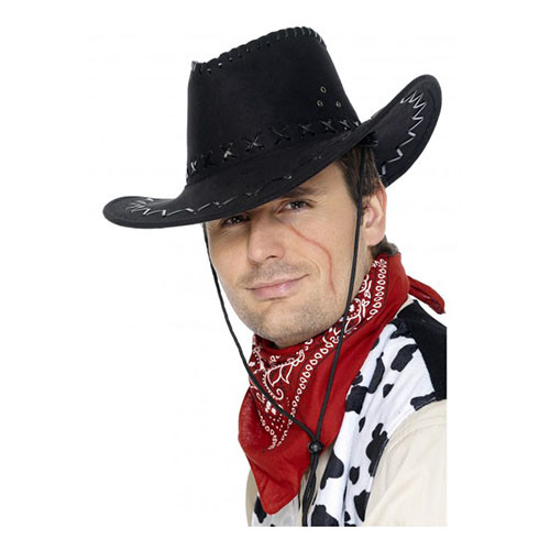 Western Cowboy Hat - Suede Look Black 