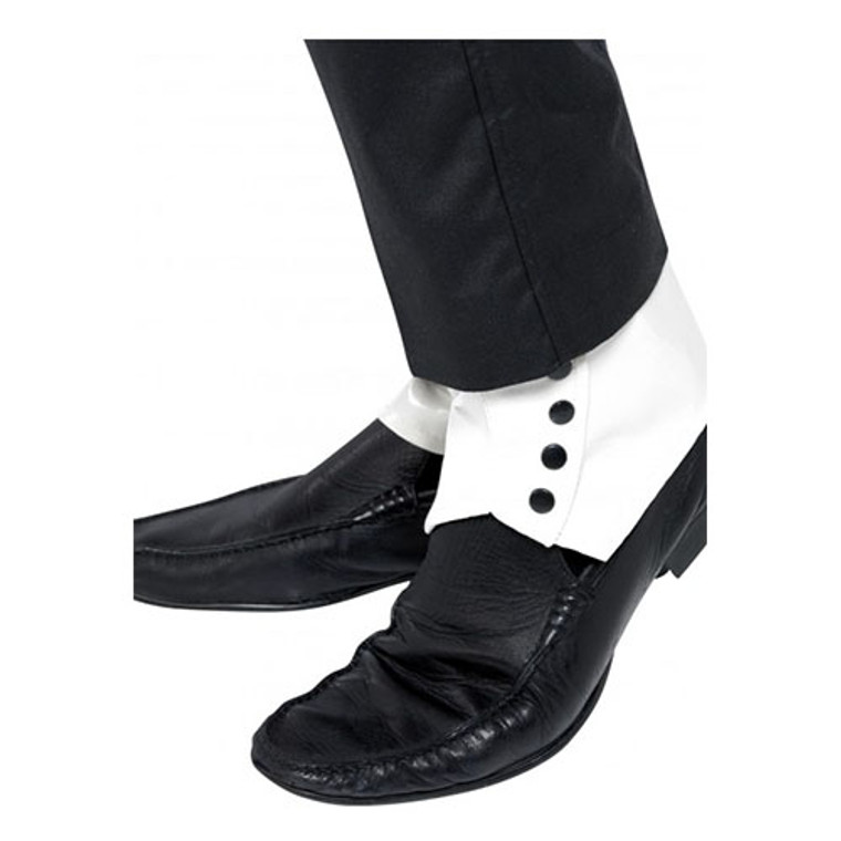 Gangster - White Spats with Black Buttons