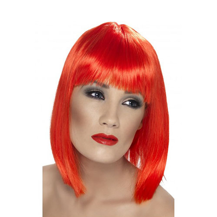 Womens Red Blunt Glam Wig