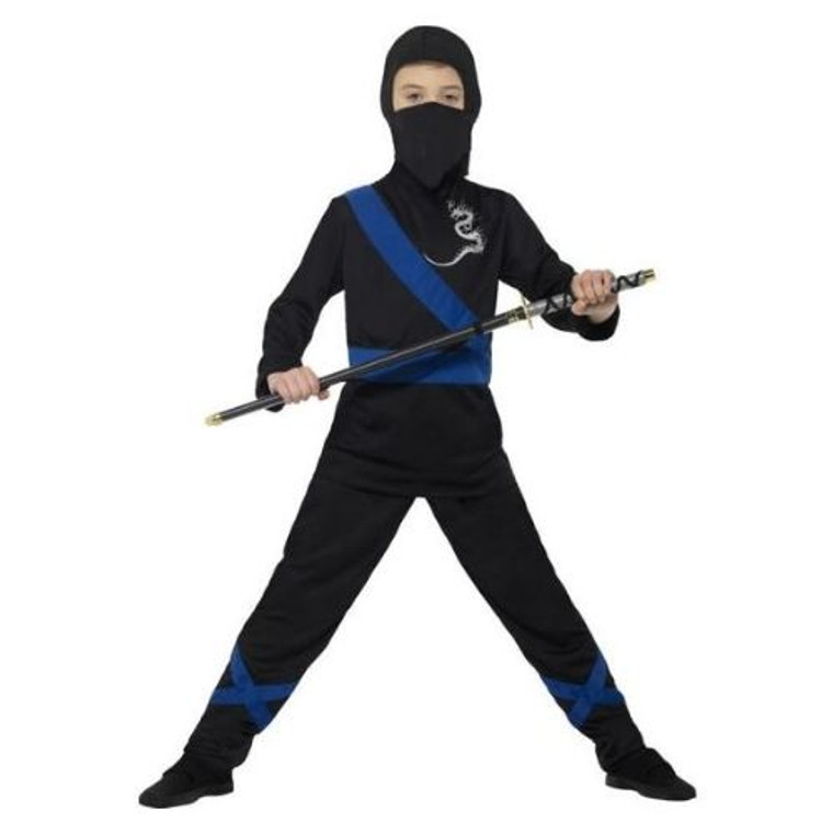 Kids Black and Blue Ninja Assassin Costume