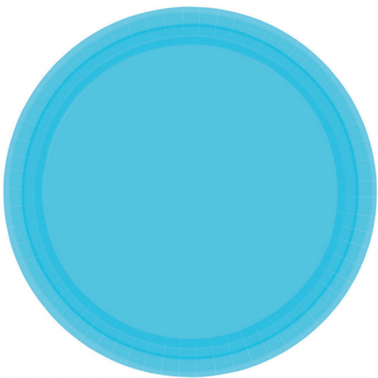 Caribbean Blue Round Paper Banquet Plates 20 Pack