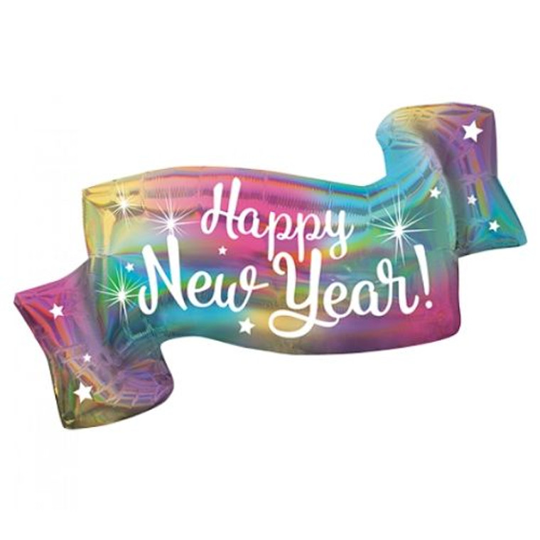 Holographic New Year Banner Supershape Balloon