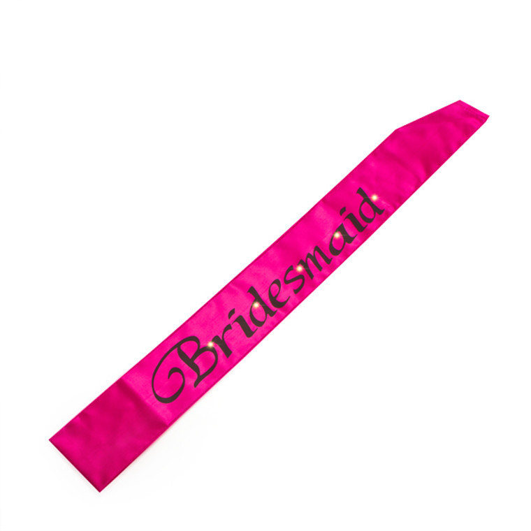 Flashing Bridesmaid Sash (Dark Pink)