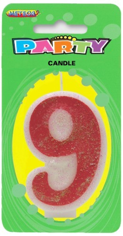 Pink Numeral Candle - 9
