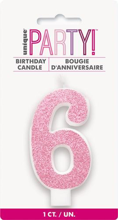 Glitter Pink Candle - 6