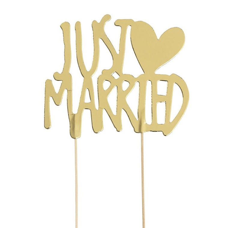 Just Married Gold Cake Topper