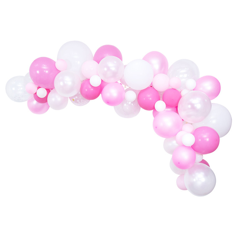 Pink and white balloon garland
