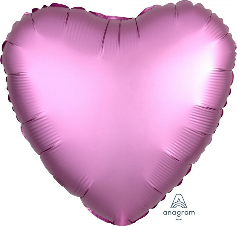 Satin Heart Foil Balloon - Flamingo 45cm