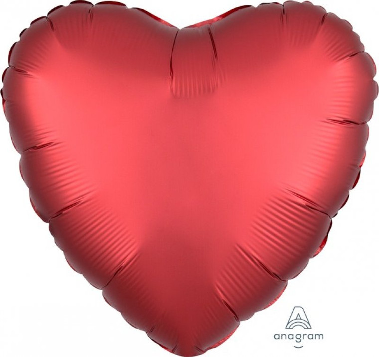 Satin Heart Foil Balloon - Sangria 45cm