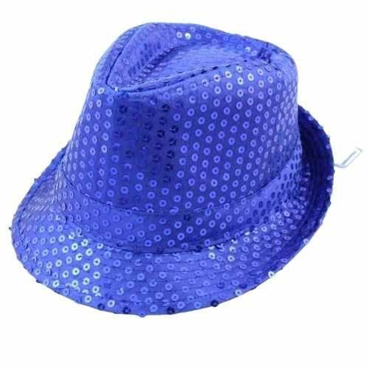 Blue Fedora Sequin Hat