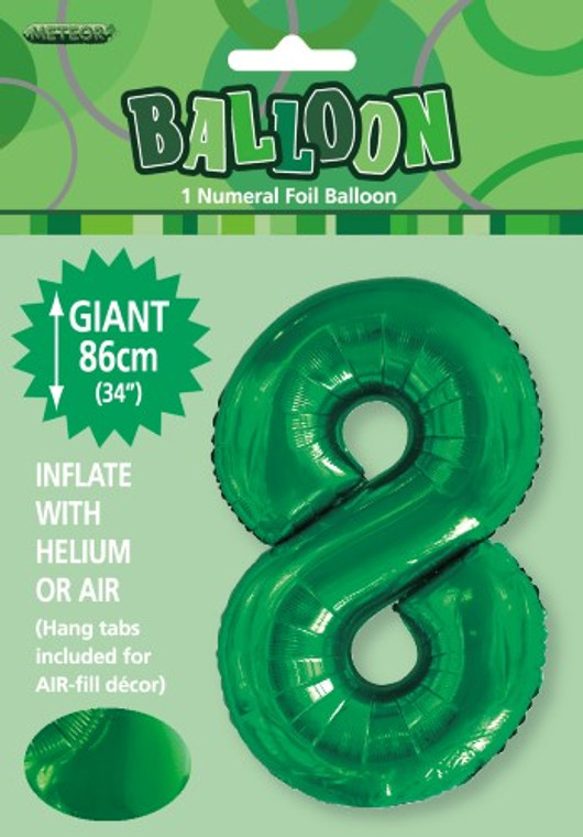 Green Numeral Foil Balloon 86cm - 8