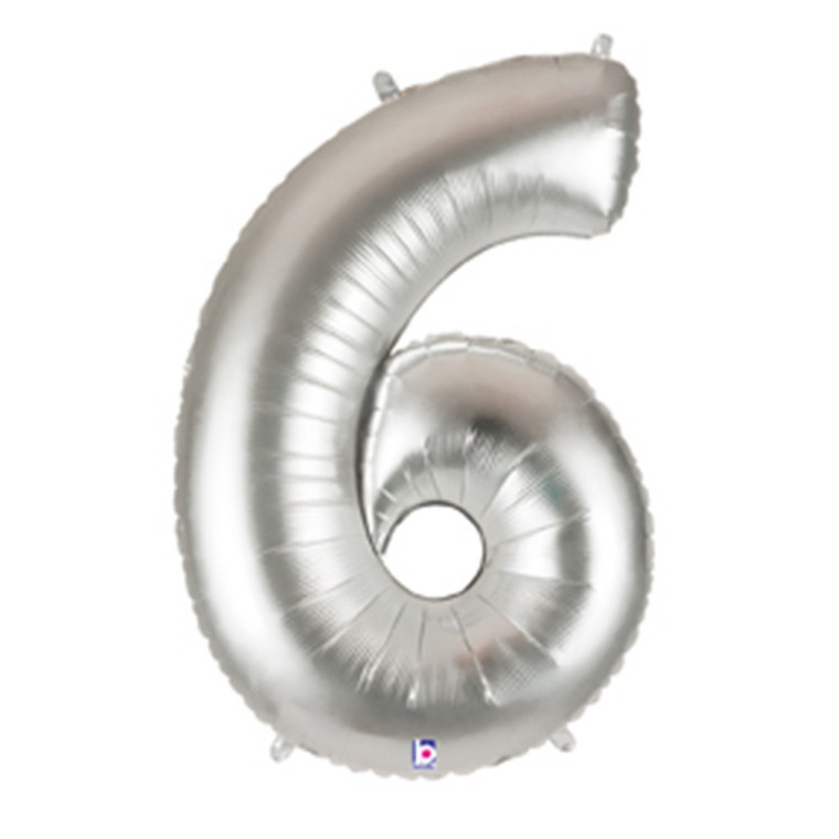 Megaloon Numeric 6 Silver - Betallic Balloon