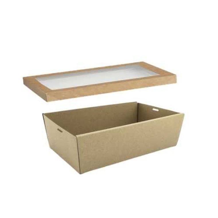 Kraft Catering Tray With Lid Med - 80mm Depth