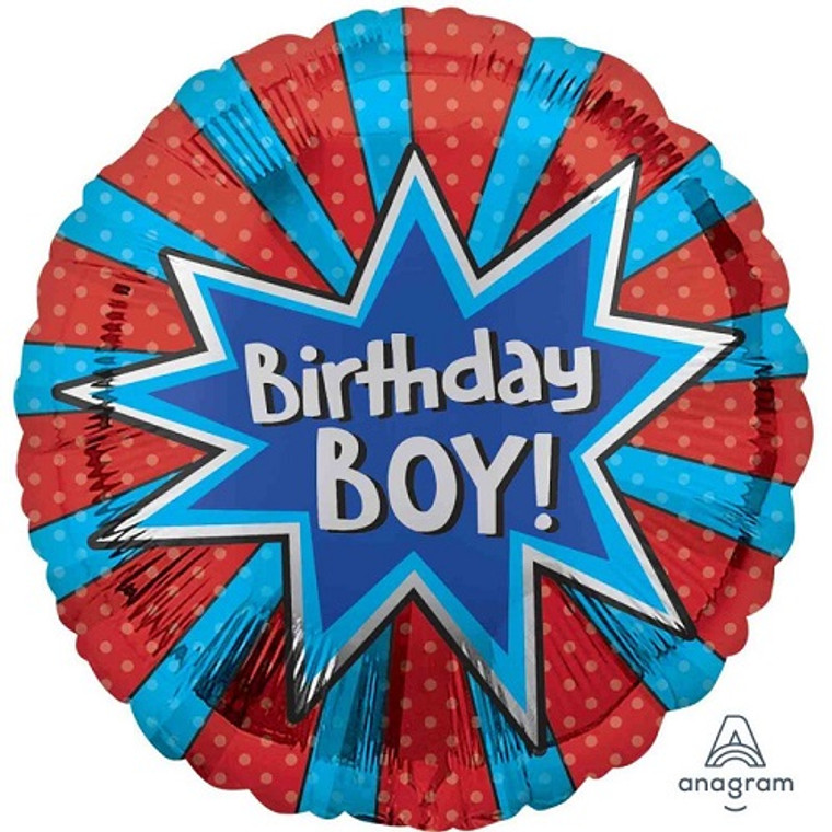 Birthday Boy Burst Foil Balloon - 45cm