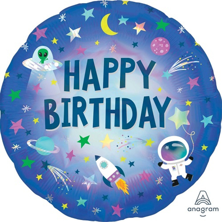 Happy Birthday Outer Space Foil Balloon - 45cm