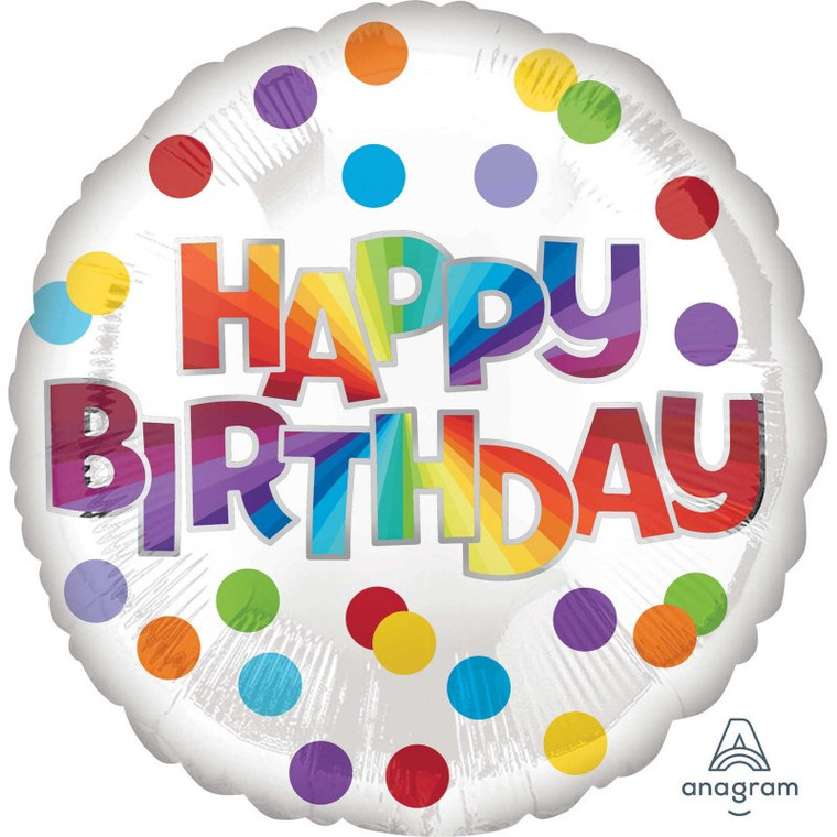 Dots Of Colour Happy Birthday Foil Balloon - 45cm