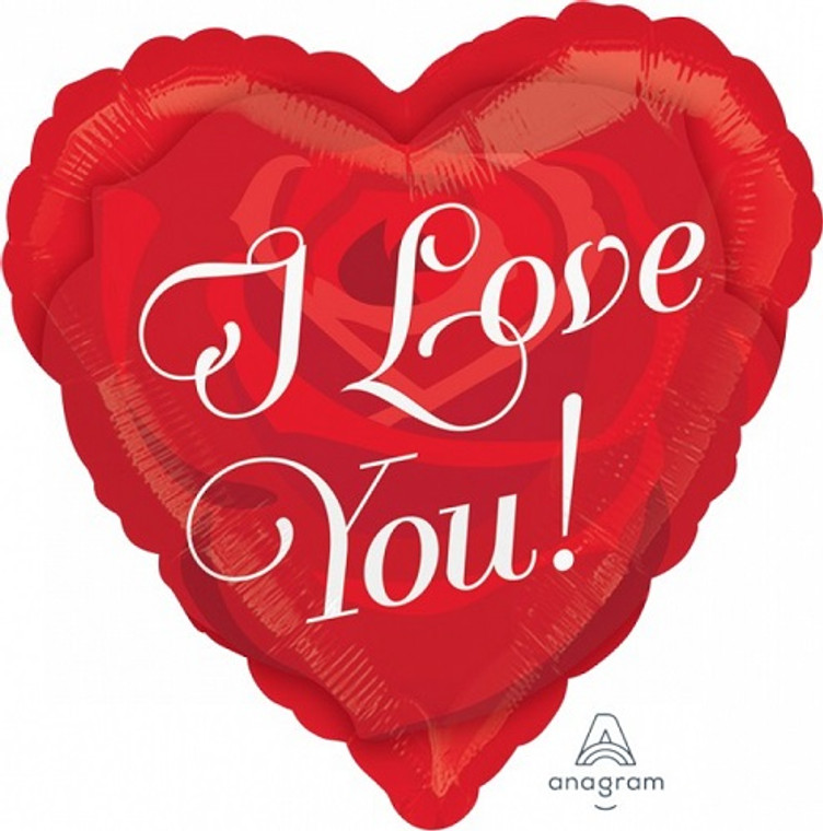 I Love You Rose Heart Foil Balloon - 45cm