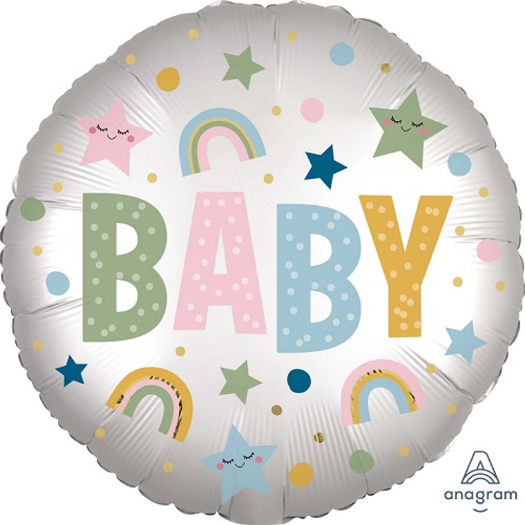 Natural Baby Satin Foil Balloon - 45cm