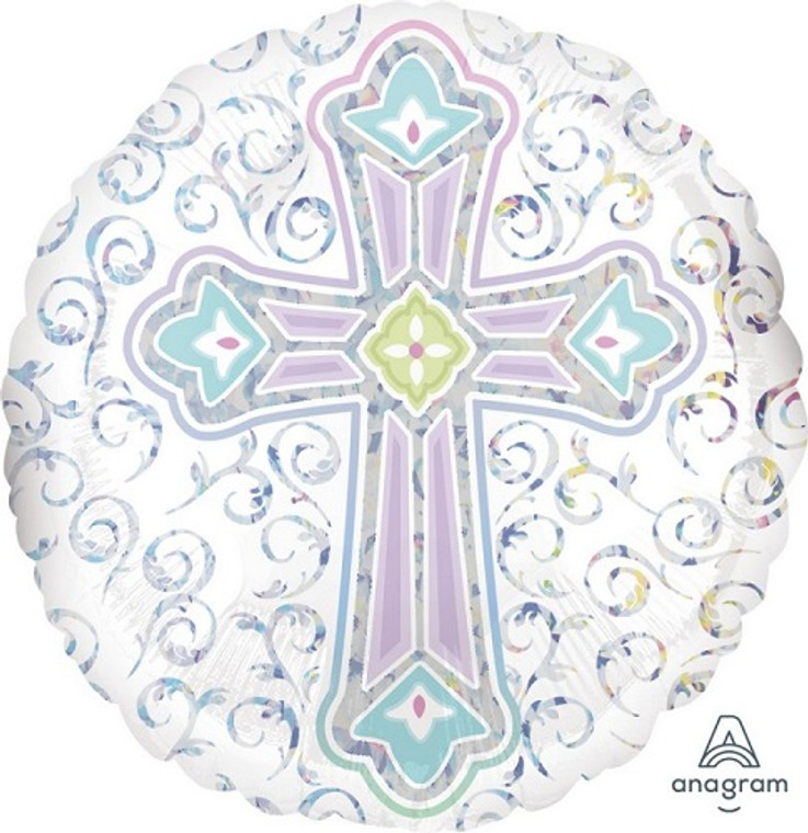 Holographic Radiant Cross Foil Balloon - 45cm