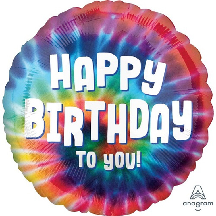 Tie Dyed Happy Birthday Foil Balloon - 45cm